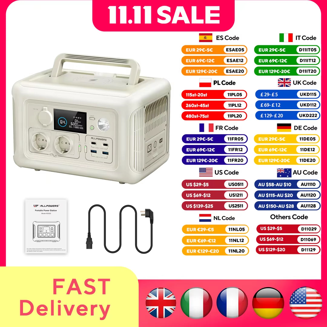 R600 Portable Generator 299Wh 600W Powerstation with AC Outlets Lifepo4 Battery for Home Tents Outdoor RV Camping