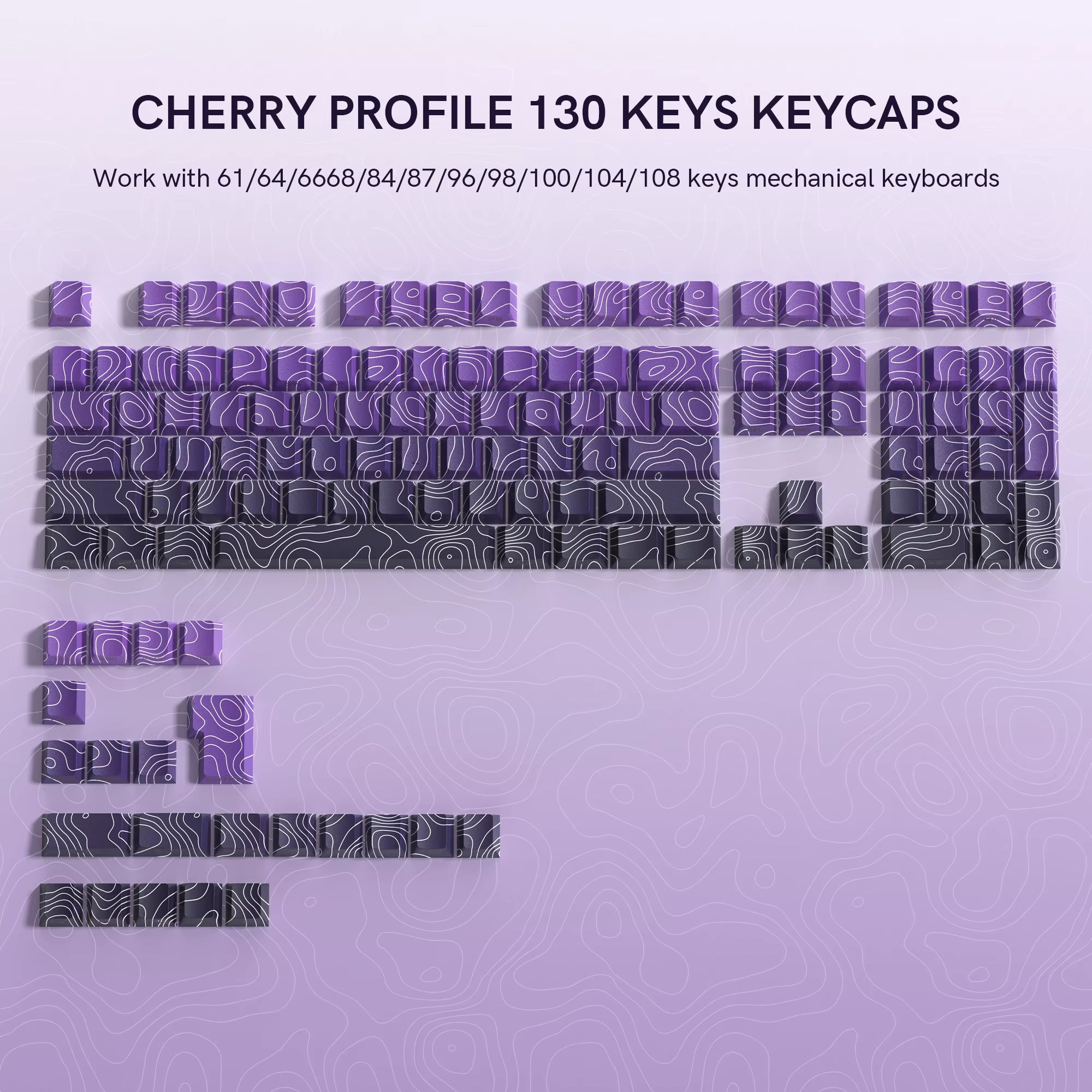 130 Keys Pink Cat Shine through Keycaps Dye Sub Side Print PBT Keycaps Cherry Profile for Cherry Gateron MX Switches Keyboard