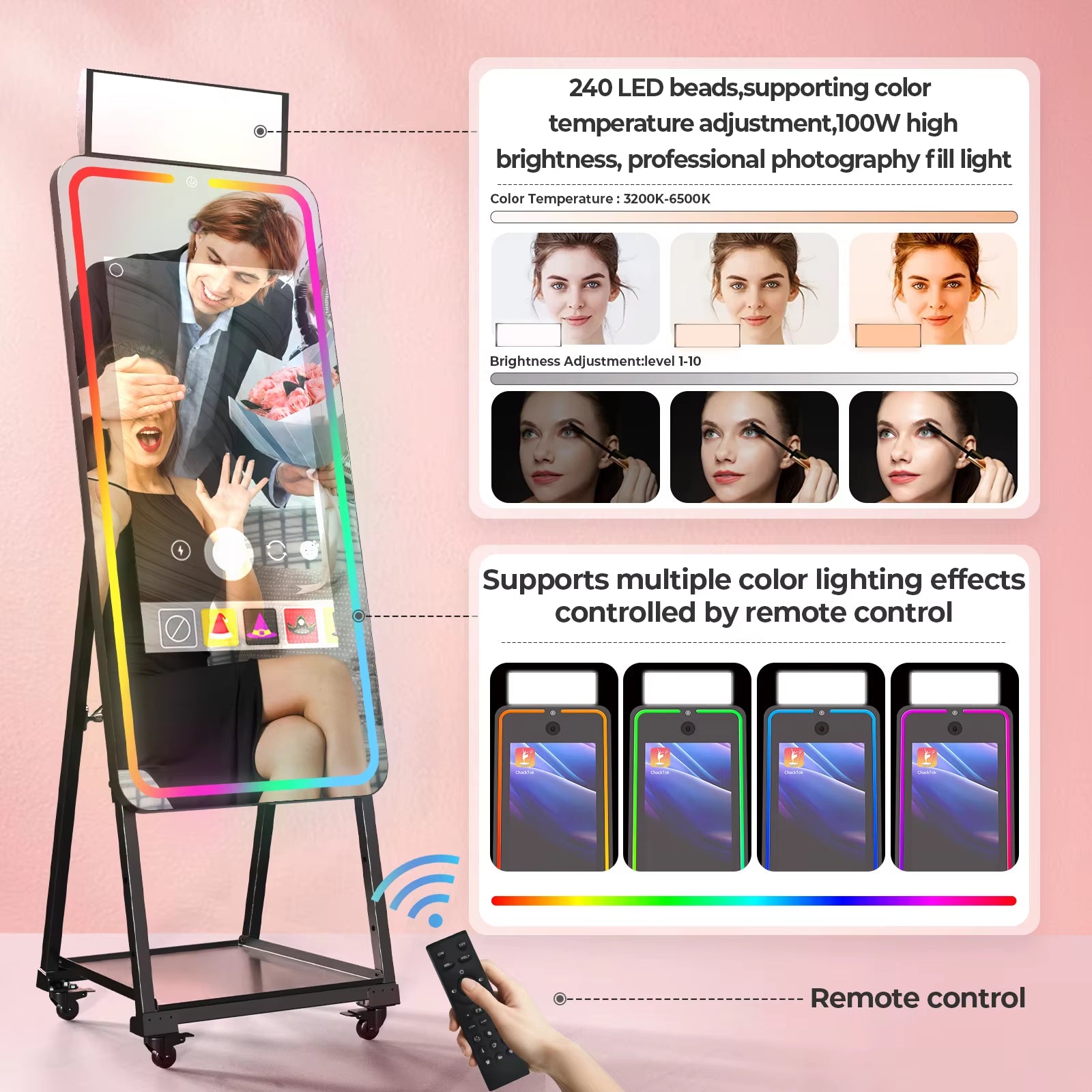 Touch Screen Photobooth Portable Mirror Magic for Wedding Party Activity Photo Booth with Printer and Camera Machine