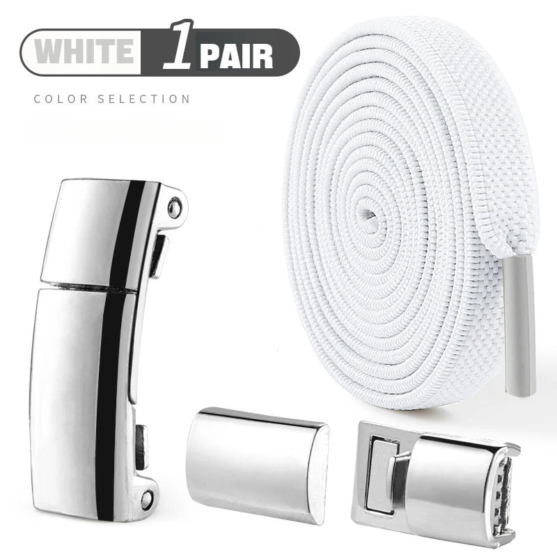 1Pair Magnetic Lock Shoelaces without Ties Flat Elastic Laces Sneakers Boots No Tie Shoelace Rubber Bands for Shoes Accessories