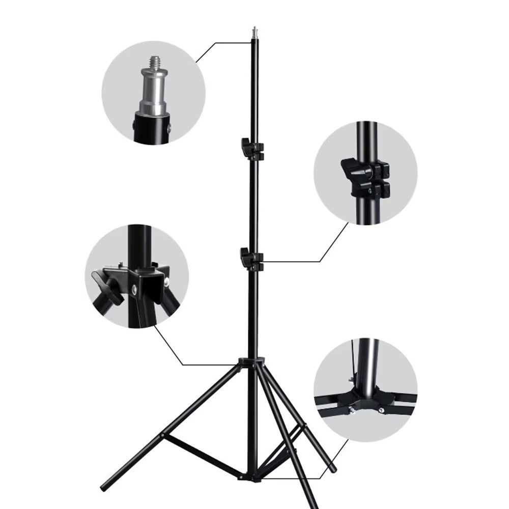2M Tripod for Phone Mobilephone Selfie Stick Adjustable Light Stand 1/4 Screw Head for Photo Studio Flaes Photographic