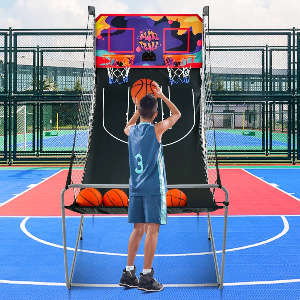 Jeu De Basketball Arcade Panier Compteur Basketball Panier De Basketball Arcade Blanc Et Noir 185X108X205Cm En Acier Bleu/Blanc/Gris/Violet