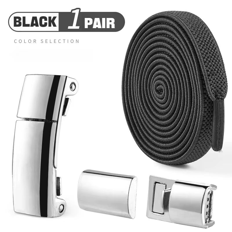 1Pair Magnetic Lock Shoelaces without Ties Flat Elastic Laces Sneakers Boots No Tie Shoelace Rubber Bands for Shoes Accessories