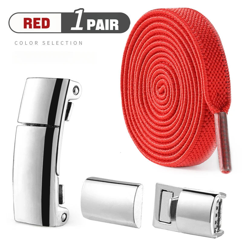 1Pair Magnetic Lock Shoelaces without Ties Flat Elastic Laces Sneakers Boots No Tie Shoelace Rubber Bands for Shoes Accessories