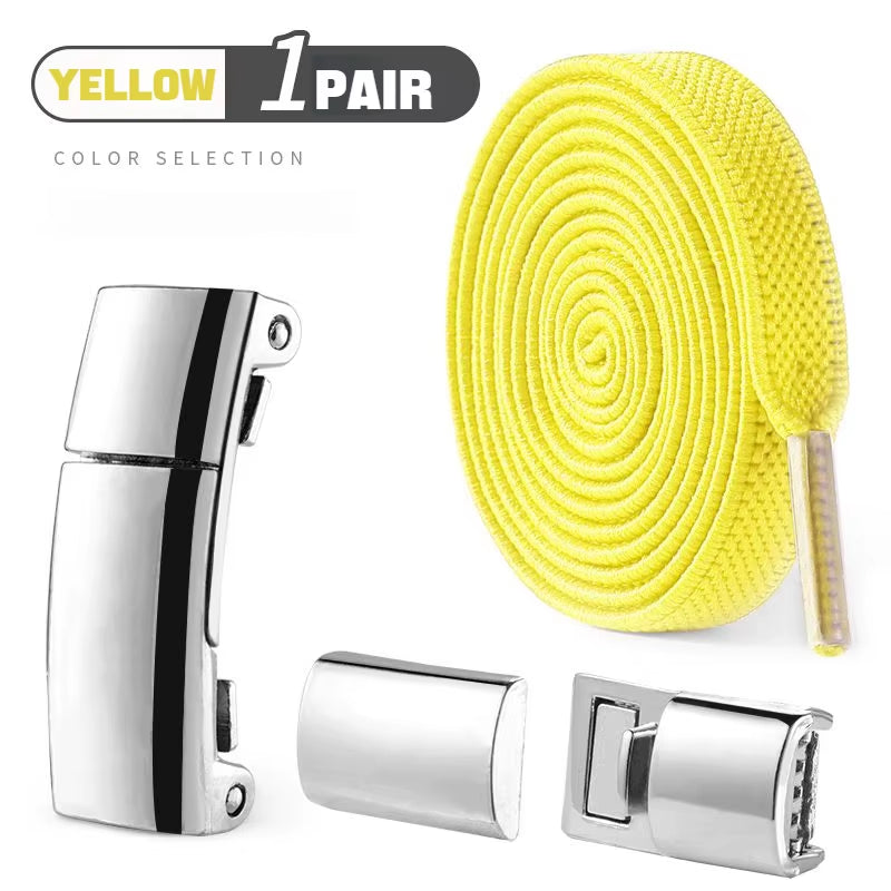 1Pair Magnetic Lock Shoelaces without Ties Flat Elastic Laces Sneakers Boots No Tie Shoelace Rubber Bands for Shoes Accessories