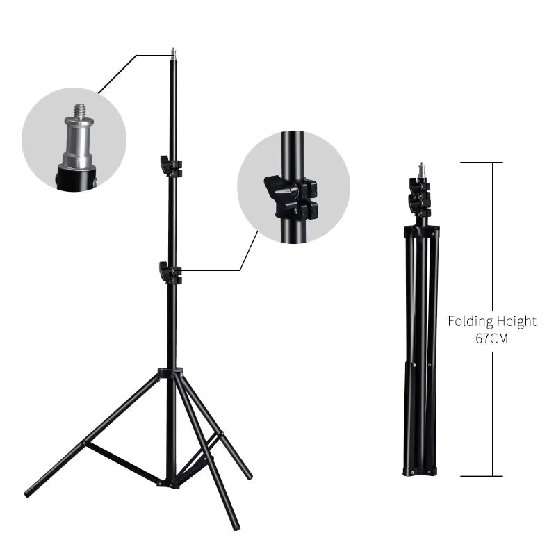 2M Tripod for Phone Mobilephone Selfie Stick Adjustable Light Stand 1/4 Screw Head for Photo Studio Flaes Photographic