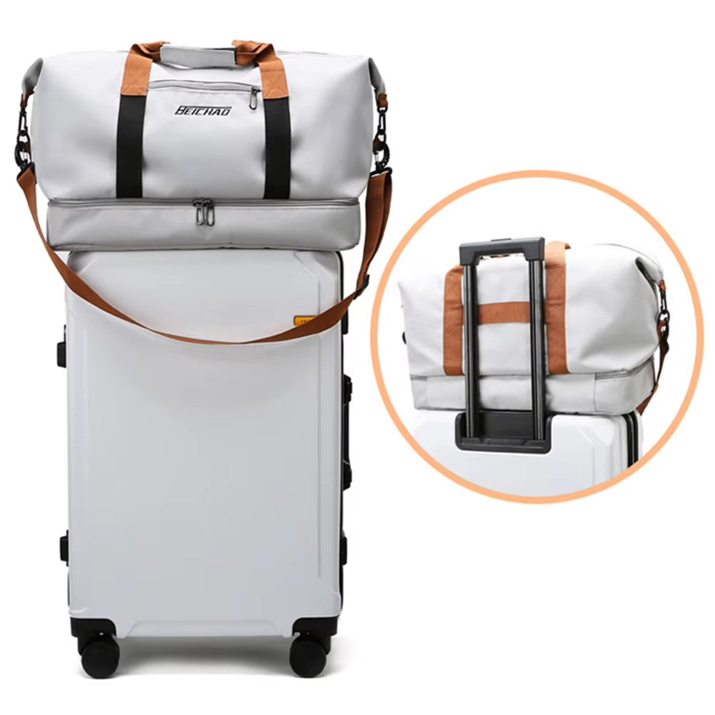 Large Capacity Weekender Travel Bag Lightweight Foldable Duffle with Shoe Compartment Sports Fitness Carry on Bag for Women Men